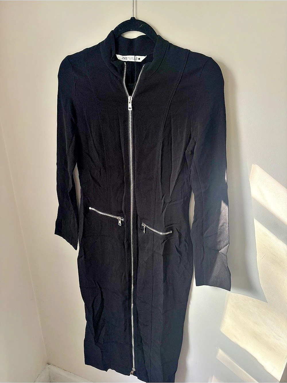 Zara Zip-Front Dress in Black Size Small Like New